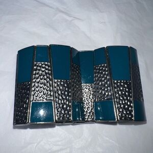 Vintage Silver Tone and Enameled Stretch Bracelet